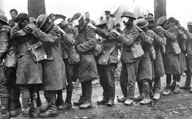 Gas attacks commonplace in 1918 as the enemy became more desperate to stop allied advances. Thomas may have been exposed to mustard gas it would explain an early death at age 37. This Photo of gas casualties 10 Apri 1918 from the 55th Div.