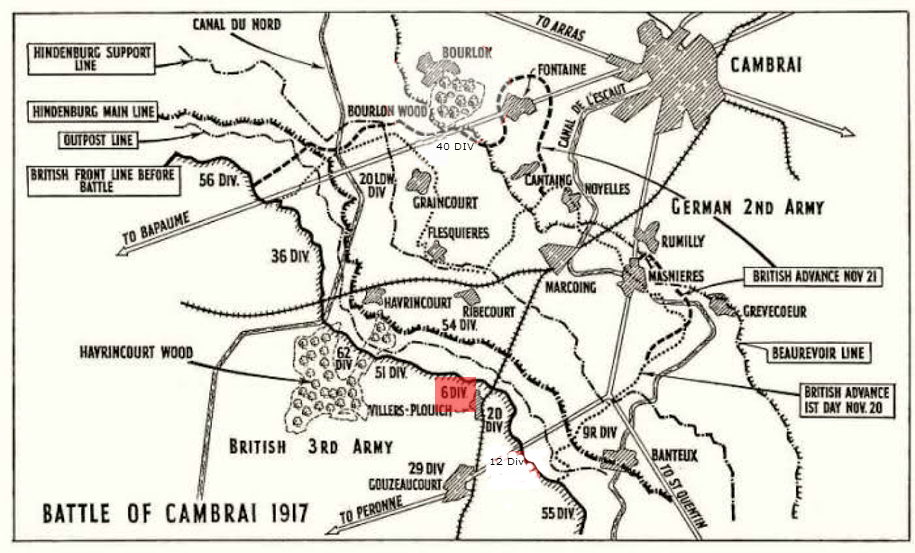 6th Div position Cambrai